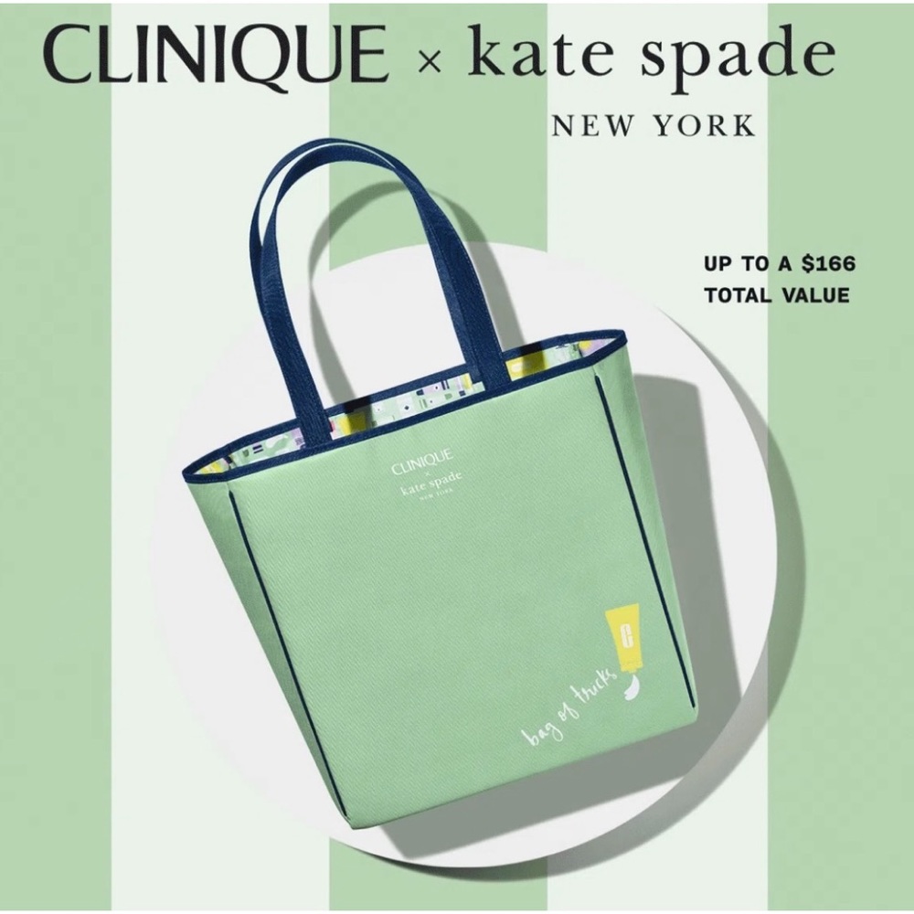 Clinique x Kate Spade tote bag green limited edition NWT